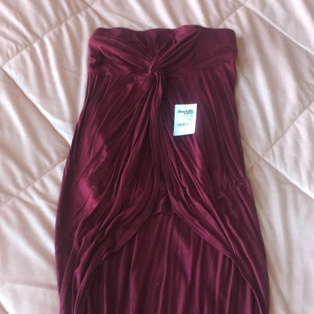 Burgundy hi low tube top